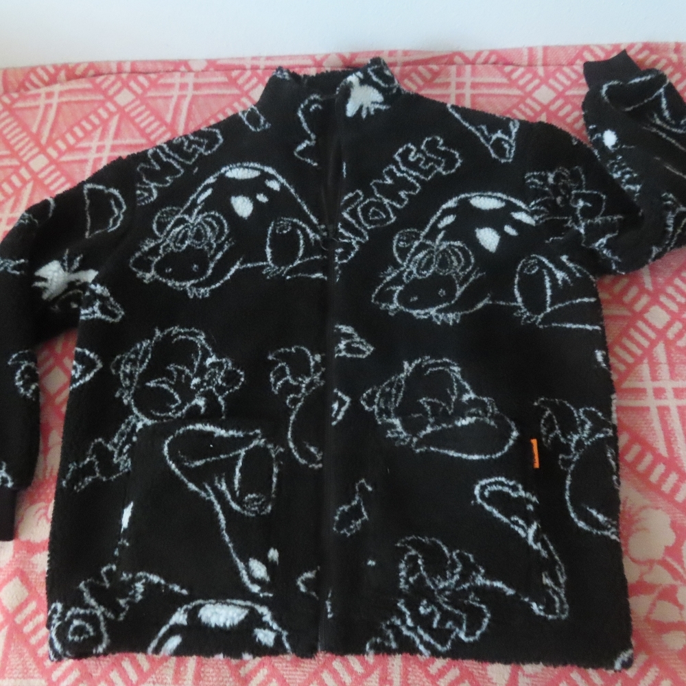 Lazy Oaf X The Flintstones Allover Print Fleece J… - image 1